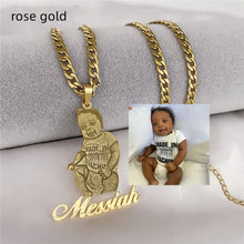 Load image into Gallery viewer, Frosted Portrait Photo Name Necklace Children
