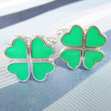 Load image into Gallery viewer, Lucky Clover Enamel Cufflinks Men&#39;s French Shirt Cufflinks
