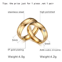 Load image into Gallery viewer, 18K stainless steel couple rings with zircon
