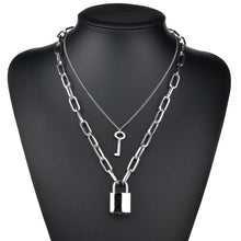 Load image into Gallery viewer, Padlock necklace key necklace

