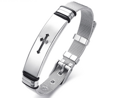 Load image into Gallery viewer, Stainless Steel Cross Bible Charm Bracelet Wristband For Men Adjustable Watch Bands Bracelet Christian Jewelry

