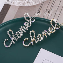Load image into Gallery viewer, Small Fragrance Letter Pearl Rhinestone Frog Clip

