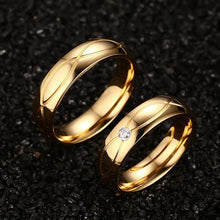 Load image into Gallery viewer, 18K stainless steel couple rings with zircon
