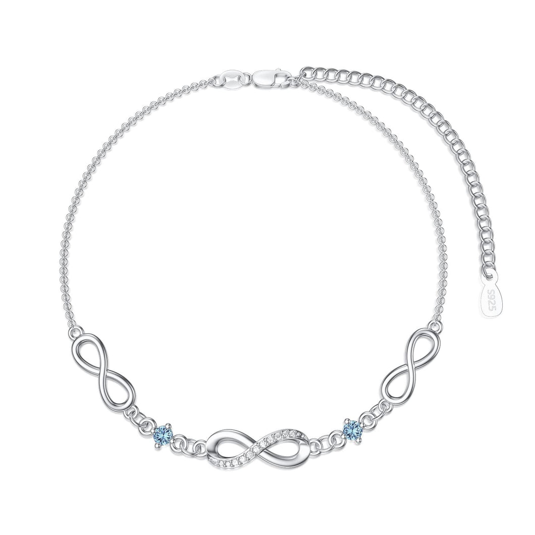 Infinity Bracelet for Women 925 Sterling Silver Birthstone Bracelet Valentine's Day Birthday Christmas Gifts for Mom Wife Girls Her