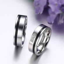 Load image into Gallery viewer, Titanium steel with three zircon couple rings
