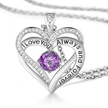 Load image into Gallery viewer, I Love You Always And Forever Crystal Heart Pendant Necklace Birthstone Necklaces
