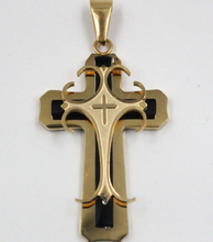 Load image into Gallery viewer, TL Stainless Steel Cross Pendant Necklaces Stereoscopic Fashion Design Three Layer Artist Designer Necklace Mature Men Necklaces
