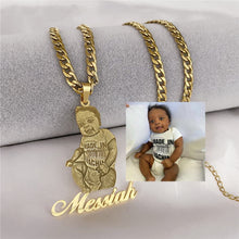 Load image into Gallery viewer, Frosted Portrait Photo Name Necklace Children
