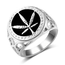 Load image into Gallery viewer, Maple Leaf Drop Oil Gold Plated Rings Unisex Hip Hop Hiphop Rings
