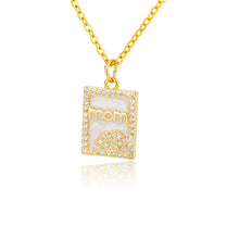 Load image into Gallery viewer, 18k Copper Zircon Mom Square Pendant Necklace
