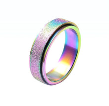 Load image into Gallery viewer, Turnable Anxiety Rings Rainbow Silver Color Relieve Stress Rings For Women Men
