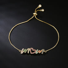 Load image into Gallery viewer, Gold Bracelet Personalized Color Zirconium MOM Jewelry Gift
