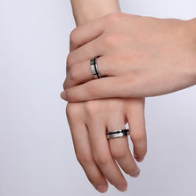 Load image into Gallery viewer, Titanium steel with three zircon couple rings
