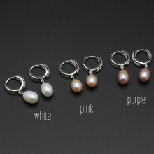 Load image into Gallery viewer, Real freshwater pearl earrings for women, 925 sterling silver pearl earrings fine white pearl earrings jewelry

