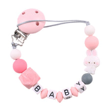 Load image into Gallery viewer, AliExpress Baby Pacifier Clip Chain Teether Anti-dropping Chain Bunny Silicone Bead Pacifier Chain Baby Products
