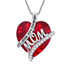 Load image into Gallery viewer, Gifts For Mom Sterling Silver Mom Necklace With Heart Birthstone Crystal Mother&#39;s Day Christmas Jewelry Gifts For Mother
