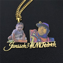 Load image into Gallery viewer, Frosted Portrait Photo Name Necklace Children

