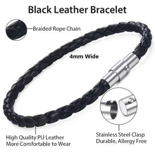 Load image into Gallery viewer, Mens Womens Leather Brown Black Braided Bracelet
