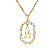 Load image into Gallery viewer, Crystal Letter Necklace Gold Name Initial Alphabet Oval Pendant Necklaces For Women
