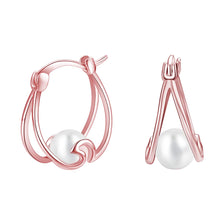 Load image into Gallery viewer, 925 Sterling Silver Small Hoop Earring Pearl Hoop Earrings Ocean Wave Earrings for Women Gifts
