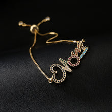 Load image into Gallery viewer, Gold Bracelet Personalized Color Zirconium MOM Jewelry Gift
