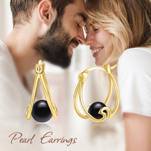 Load image into Gallery viewer, 925 Sterling Silver Small Hoop Earring Pearl Hoop Earrings Ocean Wave Earrings for Women Gifts
