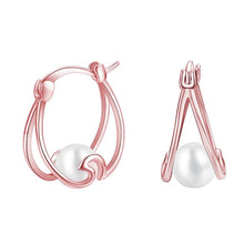 Load image into Gallery viewer, 925 Sterling Silver Small Hoop Earring Pearl Hoop Earrings Ocean Wave Earrings for Women Gifts
