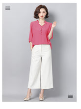Load image into Gallery viewer, Mom summer short sleeve fashion chiffon shirt
