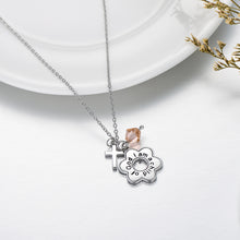 Load image into Gallery viewer, Sterling Silver Cross I am a Child of God Engraved Daisy Necklace Gift for Her
