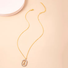 Load image into Gallery viewer, Crystal Letter Necklace Gold Name Initial Alphabet Oval Pendant Necklaces For Women
