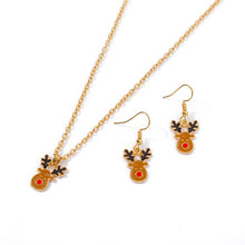 Load image into Gallery viewer, Christmas Elk Pendant Necklace Earrings 2-Piece Jewelry
