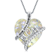 Load image into Gallery viewer, Gifts For Mom Sterling Silver Mom Necklace With Heart Birthstone Crystal Mother&#39;s Day Christmas Jewelry Gifts For Mother
