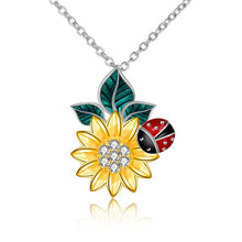 Load image into Gallery viewer, Sunflower Necklace S925 Sterling Silver Ladybug Pendant Necklace Jewelry Gifts for Girlfriend Mom
