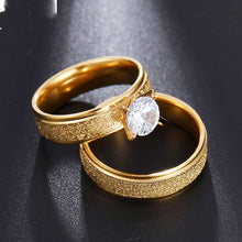 Load image into Gallery viewer, Couple Rings Sandblasted Inlaid Zircon Wedding Rings
