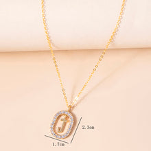 Load image into Gallery viewer, Crystal Letter Necklace Gold Name Initial Alphabet Oval Pendant Necklaces For Women
