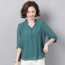 Load image into Gallery viewer, Mom summer short sleeve fashion chiffon shirt
