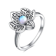 Load image into Gallery viewer, Lotus Flower Ring Sterling Silver Jewelry Gifts for Women
