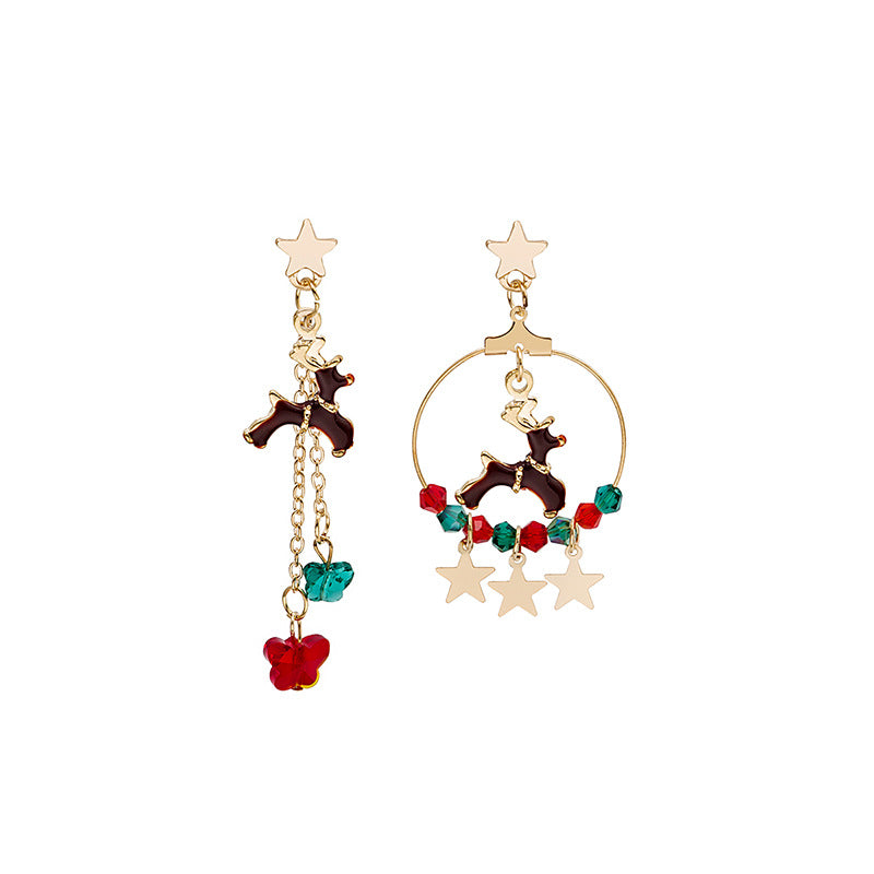 Creative Christmas Elk Star Pendant Set Jewelry Earrings