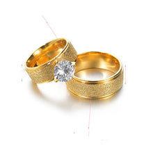 Load image into Gallery viewer, Couple Rings Sandblasted Inlaid Zircon Wedding Rings
