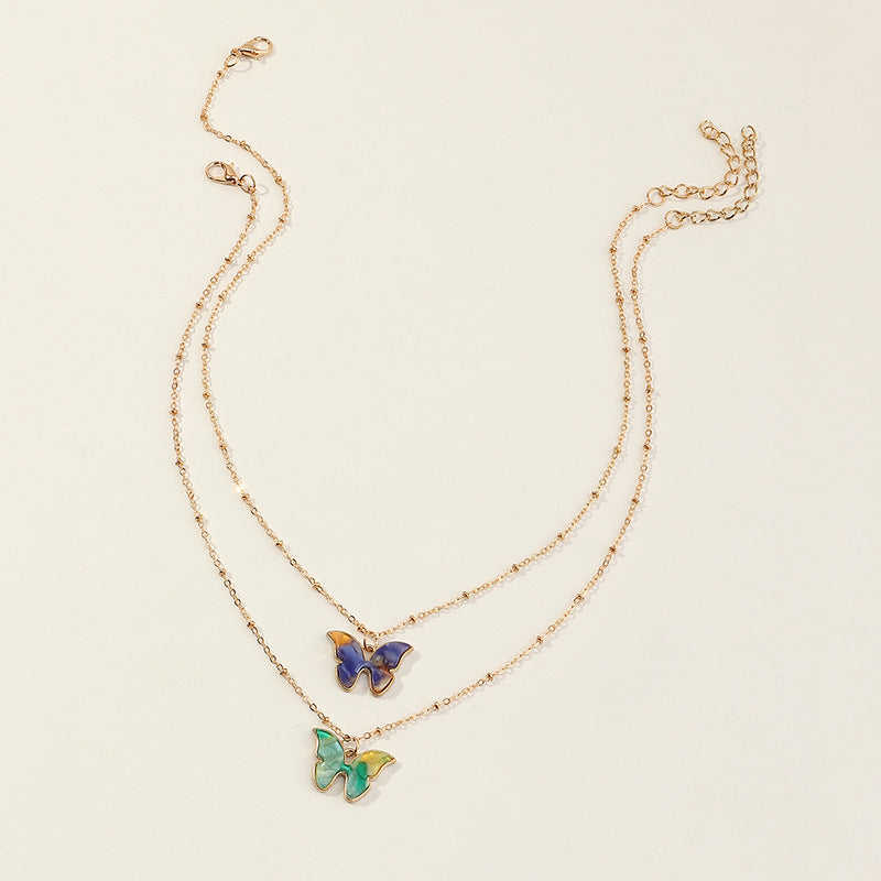 Colorful Butterfly Alloy Pendant Cute Girls Children Necklace