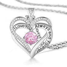 Load image into Gallery viewer, I Love You Always And Forever Crystal Heart Pendant Necklace Birthstone Necklaces
