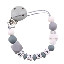 Load image into Gallery viewer, AliExpress Baby Pacifier Clip Chain Teether Anti-dropping Chain Bunny Silicone Bead Pacifier Chain Baby Products
