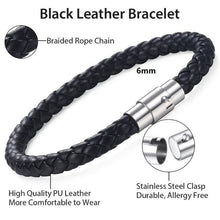 Load image into Gallery viewer, Mens Womens Leather Brown Black Braided Bracelet
