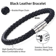Load image into Gallery viewer, Mens Womens Leather Brown Black Braided Bracelet
