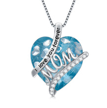 Load image into Gallery viewer, Gifts For Mom Sterling Silver Mom Necklace With Heart Birthstone Crystal Mother&#39;s Day Christmas Jewelry Gifts For Mother
