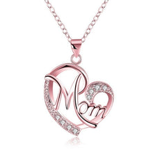 Load image into Gallery viewer, Rhinestone Letter Mom Heart Pendant Necklaces For Mother
