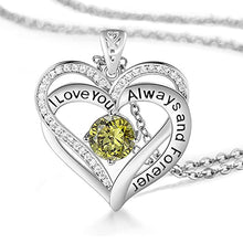 Load image into Gallery viewer, I Love You Always And Forever Crystal Heart Pendant Necklace Birthstone Necklaces
