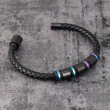 Load image into Gallery viewer, Mens Leather Titanium Steel Simple Bracelet
