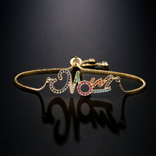 Load image into Gallery viewer, Gold Bracelet Personalized Color Zirconium MOM Jewelry Gift
