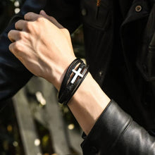 Load image into Gallery viewer, Mens Stainless Steel Cross Fashion Bracelet
